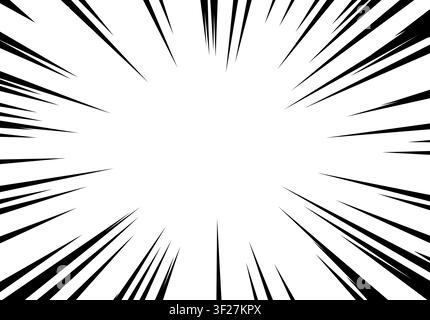Black and white comic book radial speed lines background with explosive burst effect Stock Vector