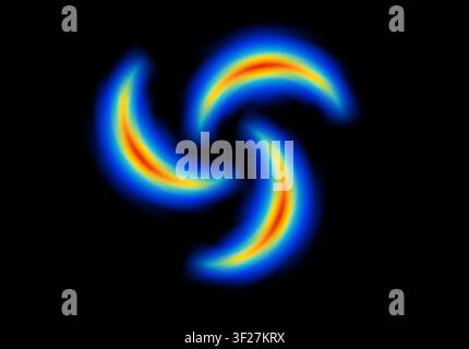 Abstract shape glowing in neon light, with heatmap color palette Stock Vector