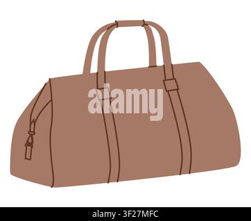 Weekender bowling silhouette bag. Fashion accessory technical illustration. Vector satchel front 3-4 view for Men, women, unisex style, flat handbag CAD mockup sketch outline isolated Stock Vector