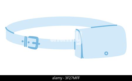 Belt Bag silhouette. Fashion accessory technical illustration. Vector satchel front 3-4 view for Men, women, unisex style, flat handbag CAD mockup sketch outline isolated Stock Vector