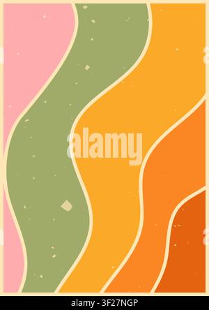 Groovy zebra poster drawn in warm colors. Stock Vector