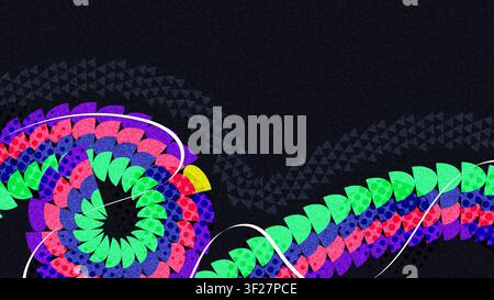 Dynamic Abstract Background With Vibrant and Colorful Shapes Swirling on Dark Background. Suitable For Poster, Web, and Banner Design Stock Vector