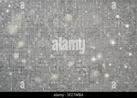 Dark silver mosaic glitter background with sparkling metallic texture reflective geometric tiles and elegant abstract pattern for premium modern backd Stock Vector