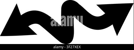 Curved wave double arrow silhouette vector illustration for design layouts Stock Vector
