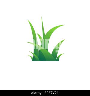 Green Grass Flat Icon Vector. Silhouette of grass. Green lawn. Template for your design Stock Vector