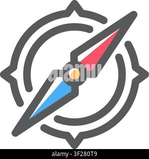 Compass Icon, Navigation, Direction, Map, Travel, Wayfinding Stock Vector