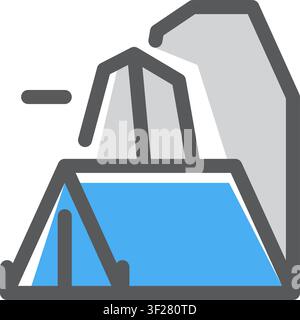 Camp Mountain Icon, Camping, Tent, Outdoor, Nature, Wilderness Stock Vector