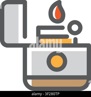 Lighter Icon, Cigarette, Flame, Fire, Ignition, Match, Spark Stock Vector