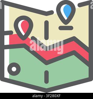 Adventure Map Icon, Travel, Journey, Exploration, Outdoor Stock Vector
