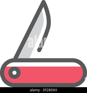 Pocket Knife Icon, Folding, Multi-tool, Camping, Outdoor Stock Vector