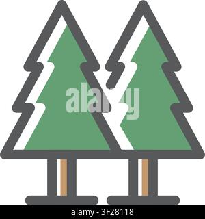 Pine Trees Icon, Tree, Evergreen, Conifer, Forest, Nature Stock Vector