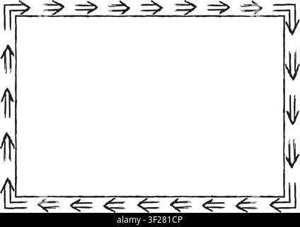 Rectangular frame made with arrows from hand-drawn sketches to give your vector designs a "handmade" touch. Stock Vector