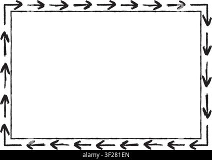 Rectangular frame made with black arrows from hand-drawn sketches to give your vector designs a "handmade" touch. Stock Vector