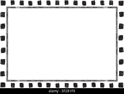 Rectangular frame made with black squares from hand-drawn sketches to give your vector designs a "handmade" touch. Stock Vector