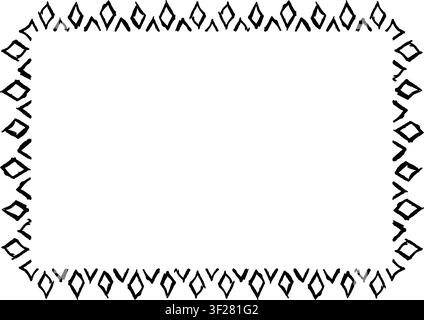Rectangular frame made with white diamonds from hand-drawn sketches to give your vector designs a "handmade" touch. Stock Vector