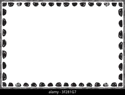 Rectangular frame made with black semicircles from hand-drawn sketches to give your vector designs a "handmade" touch. Stock Vector