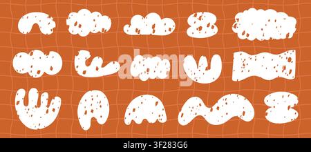 Funny doodle shape set. White organic elements with trendy texture Stock Vector