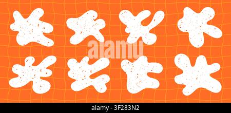 Funny doodle shape set. White organic elements with trendy texture Stock Vector