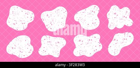 Funny doodle shape set. White organic elements with trendy texture Stock Vector