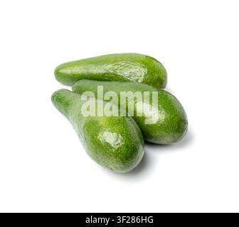 Avocado Isolated, Whole Avokado Set, Green Avocados Pile, Fresh Alligator Pear, Guacamole Ingredient, Long Avocado Fruit on White Background Stock Photo