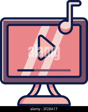 Music Video Desktop Icon, Media Player, Multimedia Stock Vector