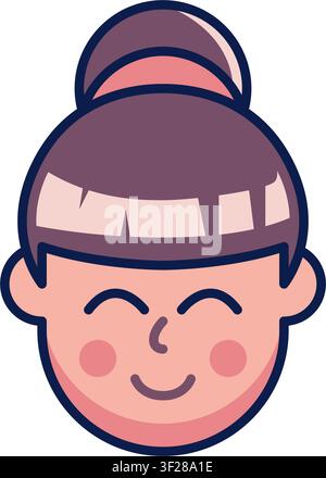 Woman Ponytail Icon, Hairstyle, Hair, Female, Girl, Face, Head Stock Vector