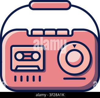 Tape Recorder Icon, Cassette, Audio Equipment, Recording Device Stock Vector