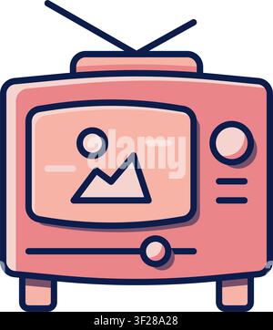 Tv Icon, Television, Screen, Display, Monitor, Broadcast, Media Stock Vector