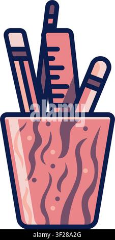 Pencil Box Icon, School Supplies, Stationery, Storage, Container Stock Vector