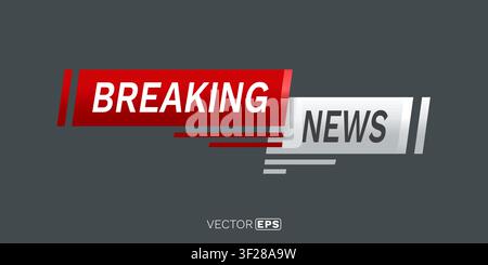 Breaking News banner in modern red and white style. Perfect for urgent media alerts and broadcasting. Vector illustration Stock Vector