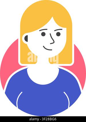 Avatar Straight Blonde Icon, Hair, Woman, Female, Girl, Person Stock Vector