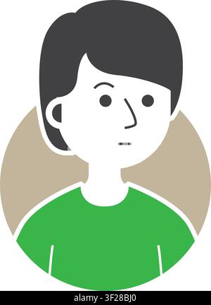 Avatar Short Black Icon, User Profile, Character, Person, Head Stock Vector
