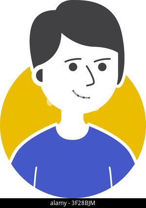 Avatar Short Black Icon, User Profile, Character, Person, Head Stock Vector