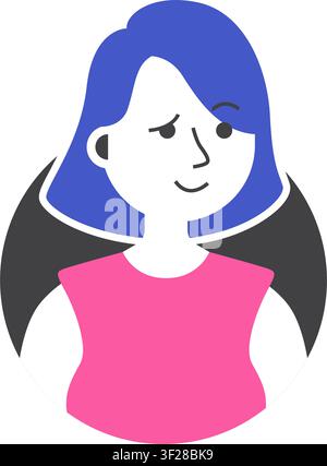 Avatar Long Blue Icon, User Profile, Account, Character, Person Stock Vector