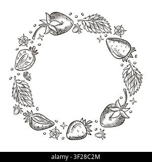 Vector frame with berries. Berries, strawberries, frame, blueberries, menus, packaging, labels, design. Stock Vector