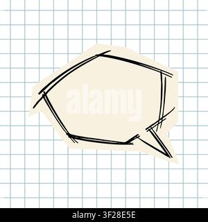 Hand drawn scribble speech bubble on grid paper Stock Vector