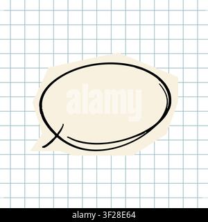 Hand drawn oval speech bubble on grid paper Stock Vector