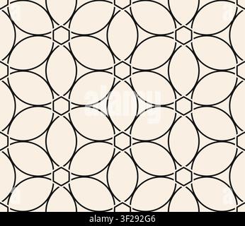 Black and beige seamless geometric pattern. Abstract overlapping circles background vector. Stock Vector