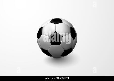 Realistic 3d soccer ball vector illustration isolated on white background. Classic black and white football for sport championship, global tournament Stock Vector
