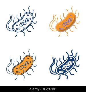 Bacteria icon set. Microorganism symbol. Vector illustration. Stock Vector