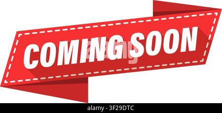 Coming soon label icon in flat style. New arrival banner in shop vector illustration on isolated background. Product available sign business concept. Stock Vector