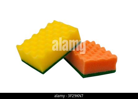 Colorful dishwashing sponges isolated on white background Stock Photo