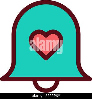 Bell Heart Icon, Notification, Alert, Love, Romance, Favorite Stock Vector
