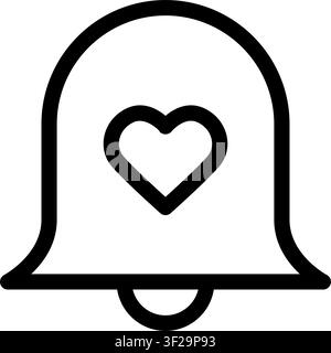 Bell Heart Icon, Notification, Alert, Love, Romance, Favorite Stock Vector