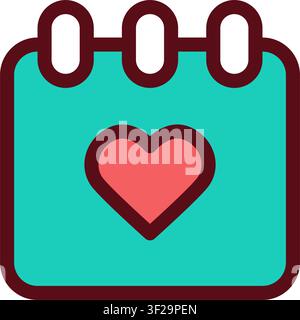 Calendar Heart Icon, Date, Love, Romantic, Valentine, Wedding Stock Vector