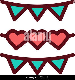 Bunting Flags Icon, Decoration, Party, Celebration, Festive Stock Vector