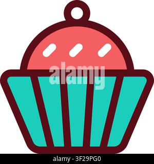 Cupcake Cherry Icon, Dessert, Bakery, Cake, Sweet, Pastry, Treat Stock Vector