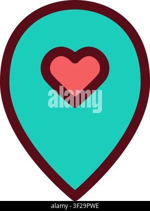 Heart Location Icon, Pin, Map, Marker, Pointer, Navigation, Gps Stock Vector