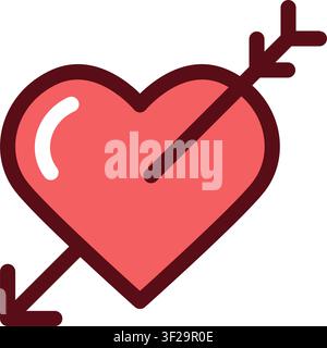 Heart Cupid Arrow Icon, Love, Romance, Valentine, Romantic Stock Vector