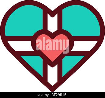 Heart Box Gift Icon, Present, Love, Romantic, Valentine Stock Vector